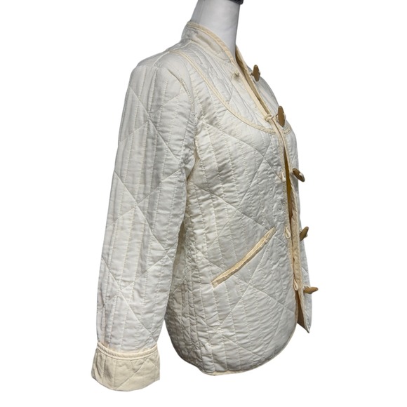 Doen Parker Quilted Jacket Women's S Barn Toggle Closure Mandarin Collar Cream - Picture 5 of 13